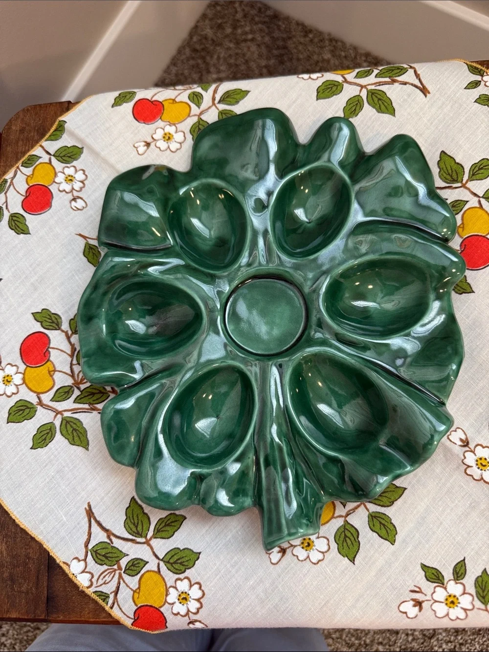 Vintage 1972 Goebel West Germany Green Ceramic Clover Egg Plate Tray 81 700 23
